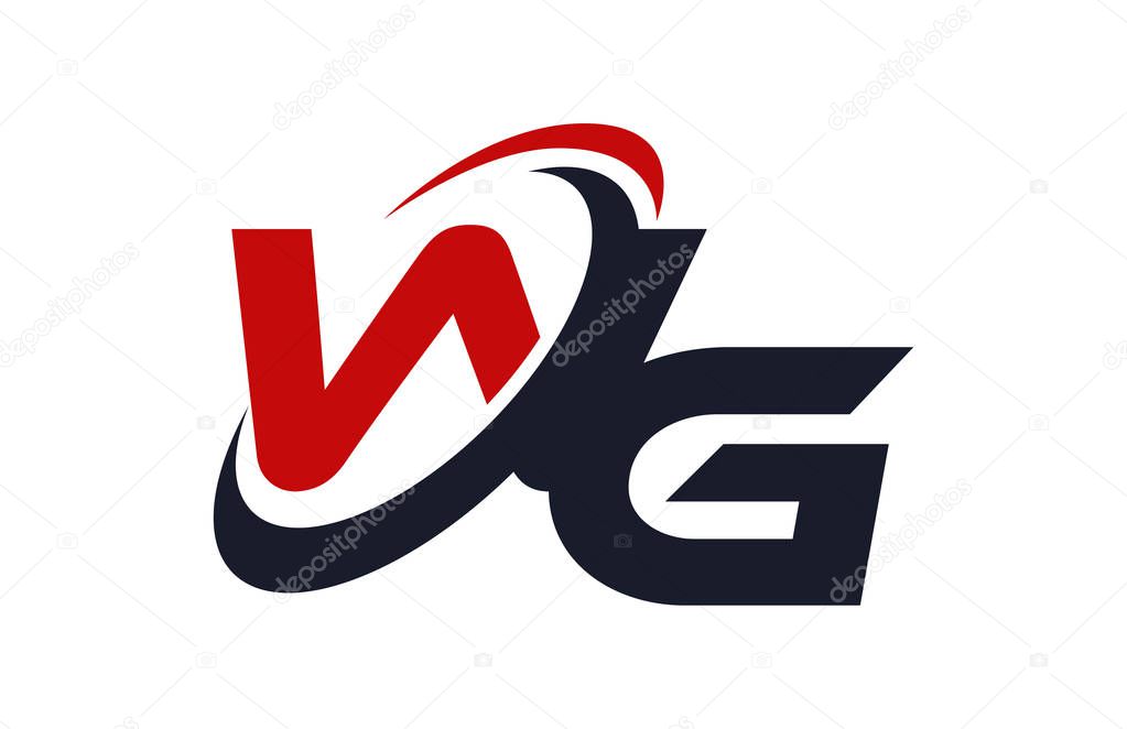 WG Logo Swoosh Global Red Letter Vector Concept