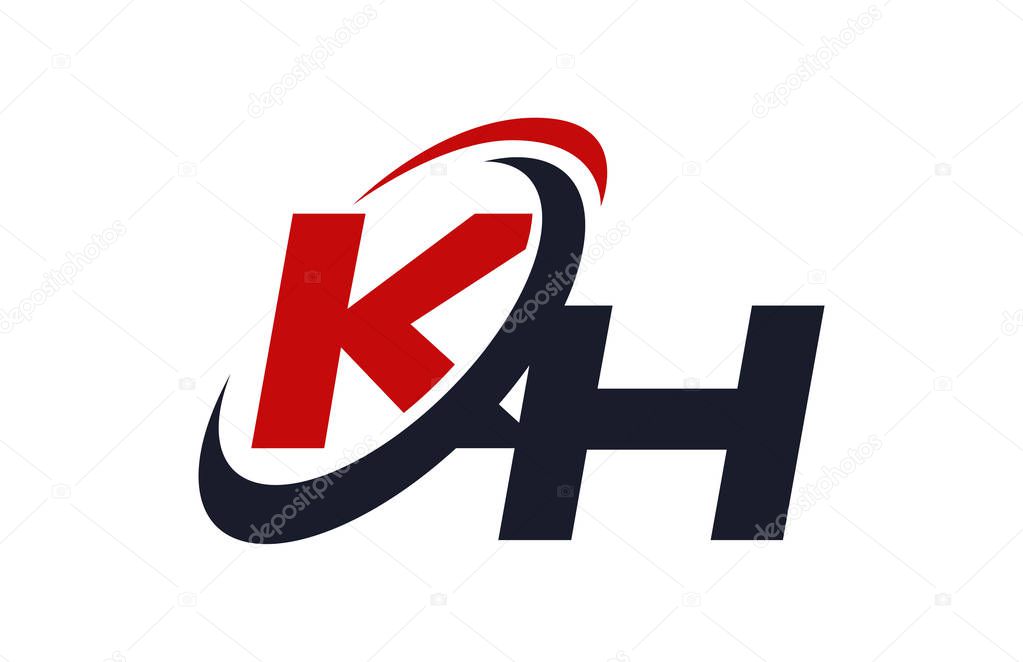 KH Logo Swoosh Global Red Letter Vector Concept