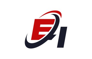 Ei Logo Swoosh küresel kırmızı mektup vektör kavramı