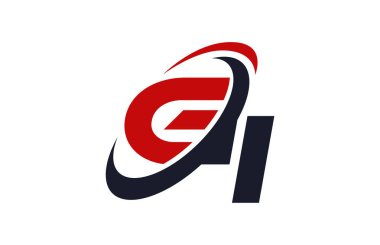 Gi Logo Swoosh küresel kırmızı mektup vektör kavramı