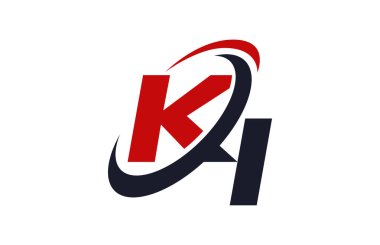 Ki Logo Swoosh küresel kırmızı mektup vektör kavramı