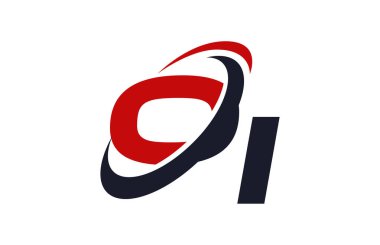 Oi Logo Swoosh küresel kırmızı mektup vektör kavramı