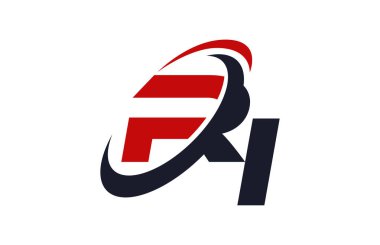 RI Logo Swoosh küresel kırmızı mektup vektör kavramı