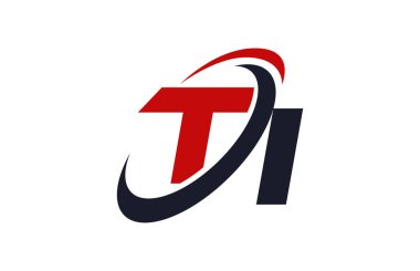 Ti Logo Swoosh küresel kırmızı mektup vektör kavramı