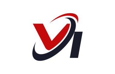 Vi Logo Swoosh küresel kırmızı mektup vektör kavramı