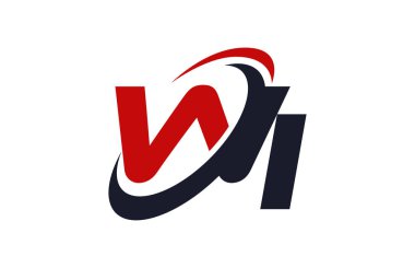 Wi Logo Swoosh küresel kırmızı mektup vektör kavramı