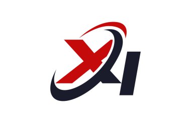 Küresel kırmızı mektup vektör kavramı XI Logo Swoosh