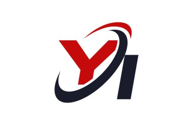 Yi Logo Swoosh küresel kırmızı mektup vektör kavramı