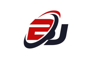 BJ Logo Swoosh küresel kırmızı mektup vektör kavramı