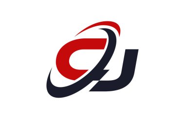 CJ Logo Swoosh küresel kırmızı mektup vektör kavramı