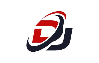 DJ Logo Swoosh küresel kırmızı mektup vektör kavramı