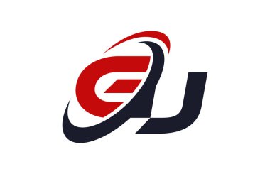 GJ Logo Swoosh küresel kırmızı mektup vektör kavramı