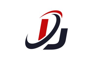 IJ Logo Swoosh küresel kırmızı mektup vektör kavramı