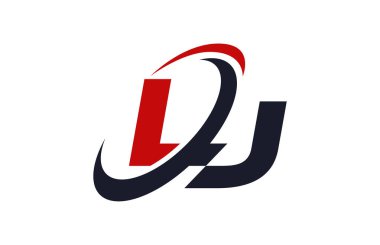 LJ Logo Swoosh küresel kırmızı mektup vektör kavramı