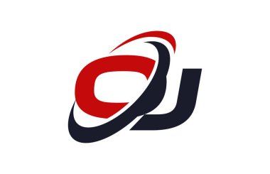 OJ Logo Swoosh küresel kırmızı mektup vektör kavramı