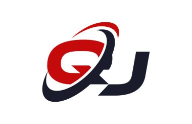 Qj Logo Swoosh küresel kırmızı mektup vektör kavramı