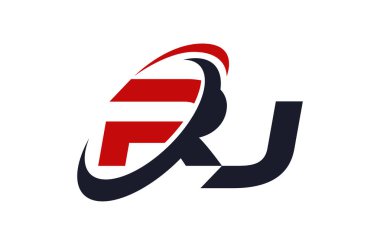 RJ Logo Swoosh küresel kırmızı mektup vektör kavramı