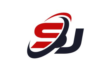 SJ Logo Swoosh küresel kırmızı mektup vektör kavramı