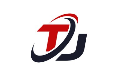 TJ Logo Swoosh küresel kırmızı mektup vektör kavramı