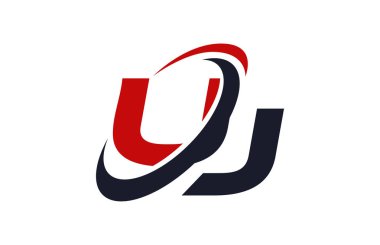 Uj Logo Swoosh küresel kırmızı mektup vektör kavramı