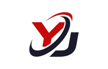 Yj Logo Swoosh küresel kırmızı mektup vektör kavramı