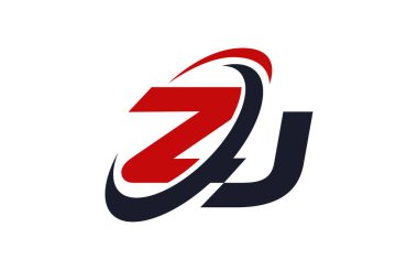 ZJ Logo Swoosh küresel kırmızı mektup vektör kavramı