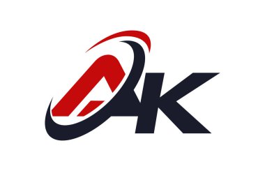 Ak Logo Swoosh küresel kırmızı mektup vektör kavramı