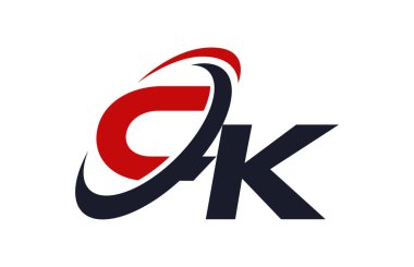 CK Logo Swoosh küresel kırmızı mektup vektör kavramı