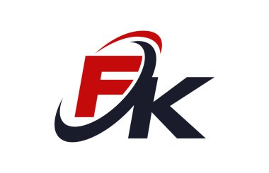 FK Logo Swoosh küresel kırmızı mektup vektör kavramı