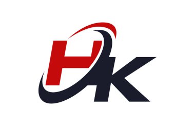 HK Logo Swoosh küresel kırmızı mektup vektör kavramı