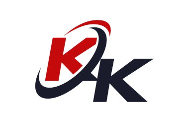 Kk Logo Swoosh küresel kırmızı mektup vektör kavramı
