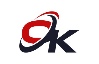 Tamam Logo Swoosh küresel kırmızı mektup vektör kavramı