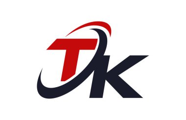 TK Logo Swoosh küresel kırmızı mektup vektör kavramı