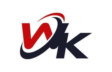 WK Logo Swoosh küresel kırmızı mektup vektör kavramı