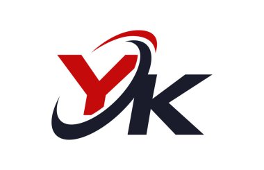 YK Logo Swoosh küresel kırmızı mektup vektör kavramı