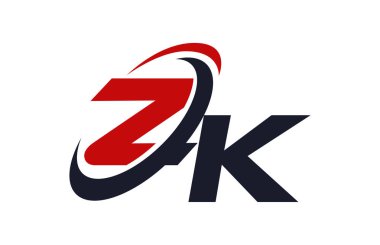 ZK Logo Swoosh küresel kırmızı mektup vektör kavramı