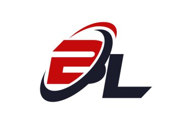 BL Logo Swoosh küresel kırmızı mektup vektör kavramı