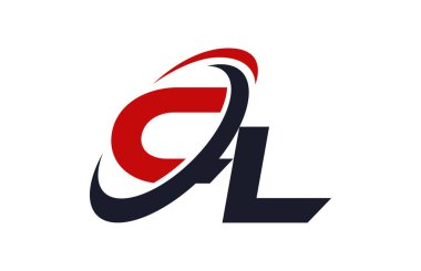 CL Logo Swoosh küresel kırmızı mektup vektör kavramı