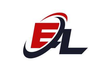 El Logo Swoosh küresel kırmızı mektup vektör kavramı