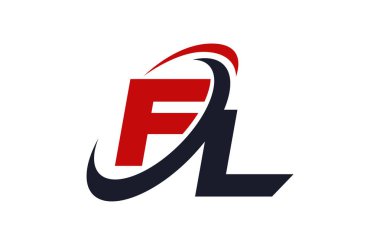 Fl Logo Swoosh küresel kırmızı mektup vektör kavramı