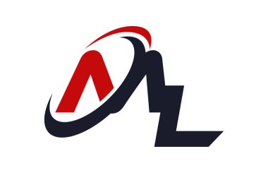 Ml Logo Swoosh küresel kırmızı mektup vektör kavramı