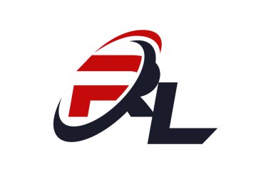 RL Logo Swoosh küresel kırmızı mektup vektör kavramı