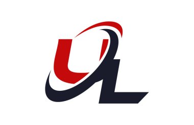 UL Logo Swoosh küresel kırmızı mektup vektör kavramı