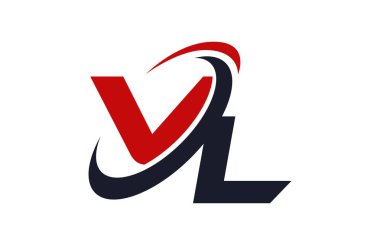VL Logo Swoosh küresel kırmızı mektup vektör kavramı