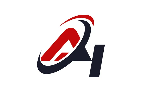 Logo Swoosh Global Carta Rojo Vector Concepto — Vector de stock
