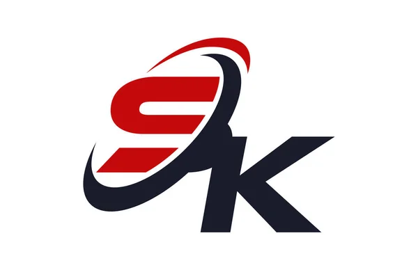 Logo Swoosh Küresel Kırmızı Mektup Vektör Kavramı — Stok Vektör