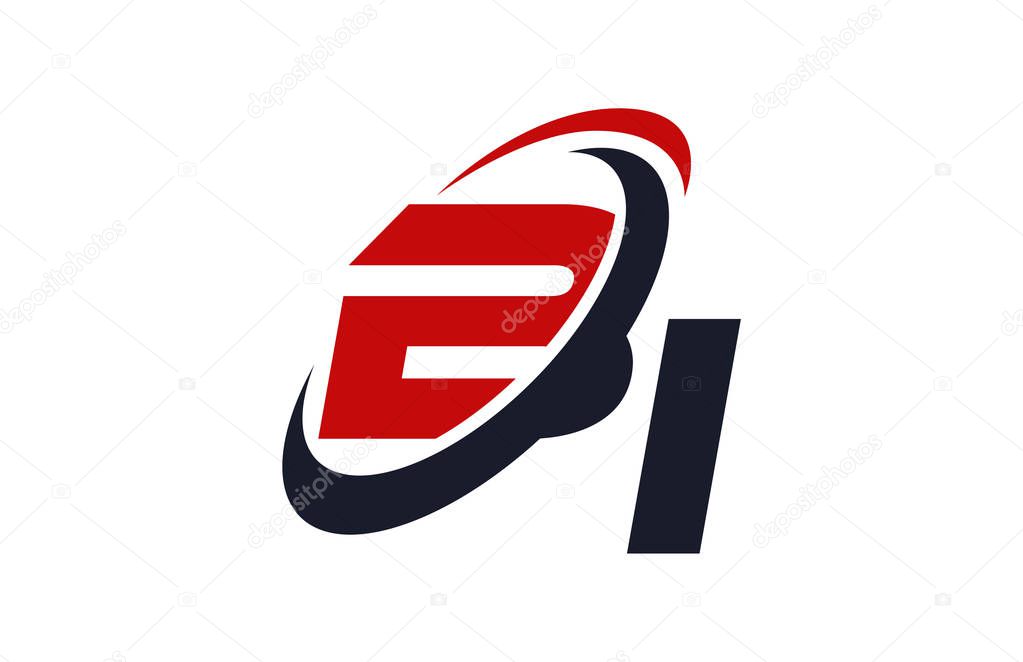 BI Logo Swoosh Global Red Letter Vector Concept