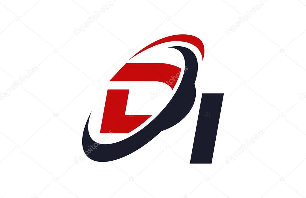 DI Logo Swoosh Global Red Letter Vector Concept