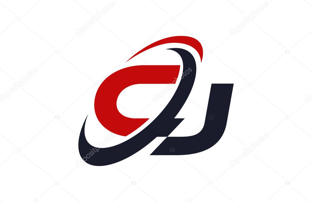 CJ Logo Swoosh Global Red Letter Vector Concept