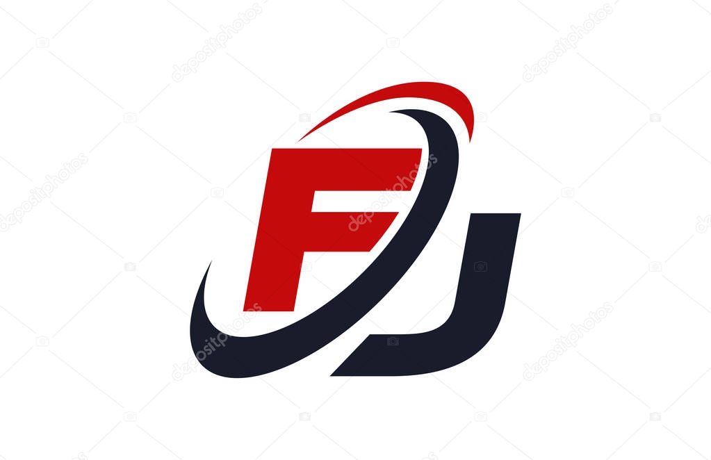 FJ Logo Swoosh Global Red Letter Vector Concept